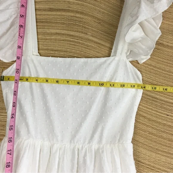 NEW O.P.T. / Tuckernuck 100% Cotton Tied Open Back Swiss Dot Maxi Dress White L - Picture 10 of 13